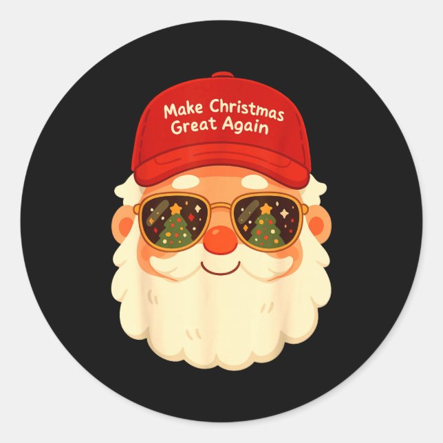 Funny Retro Santa Christmas Trump Xmas Men Women  Classic Round Sticker (Front)