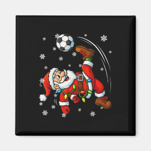 Funny Retro Santa Playing Soccer Pjs Christmas Xma Magnet