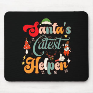 Funny Retro Santas Cutest Helper Mouse Pad