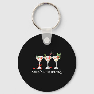Funny Retro Santa's Little Helper Martini Merry Ch Key Ring