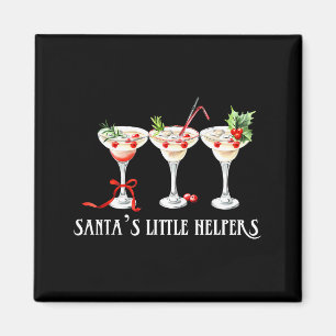 Funny Retro Santa's Little Helper Martini Merry Ch Magnet