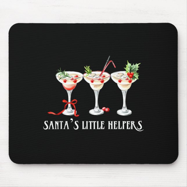 Funny Retro Santa's Little Helper Martini Merry Ch Mouse Pad (Front)