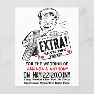 Funny retro save the date invitation flyer