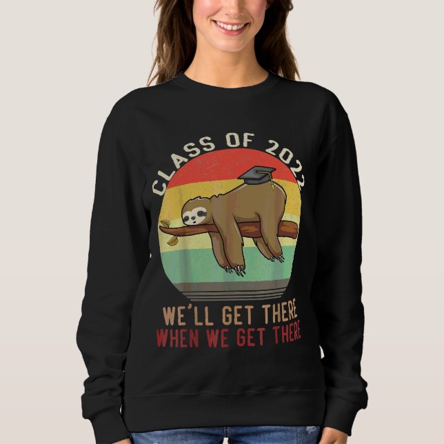 Funny Retro Senior Class Of 2022 Sloth Cap Graduat Sweatshirt (Front)