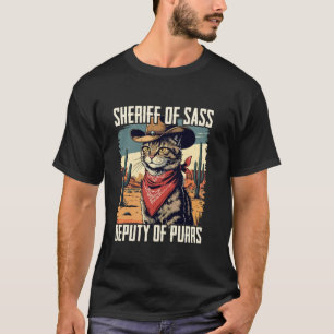 Funny Retro Sheriff Cat Meme Vintage Cowboy Women T-Shirt