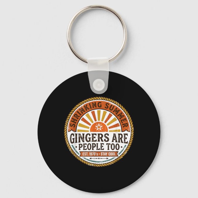 Funny Retro Shrinking Summer Gingers are People Key Ring (Front)