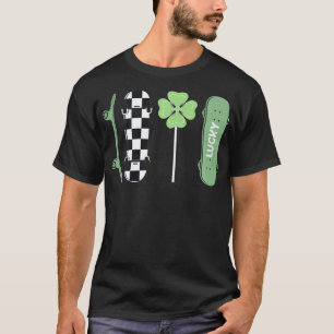Funny Retro Skateboard Shamrock St Patricks Day Sk T-Shirt