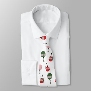 Funny Retro Ski Lift Gondola Winter Skiing White  Tie