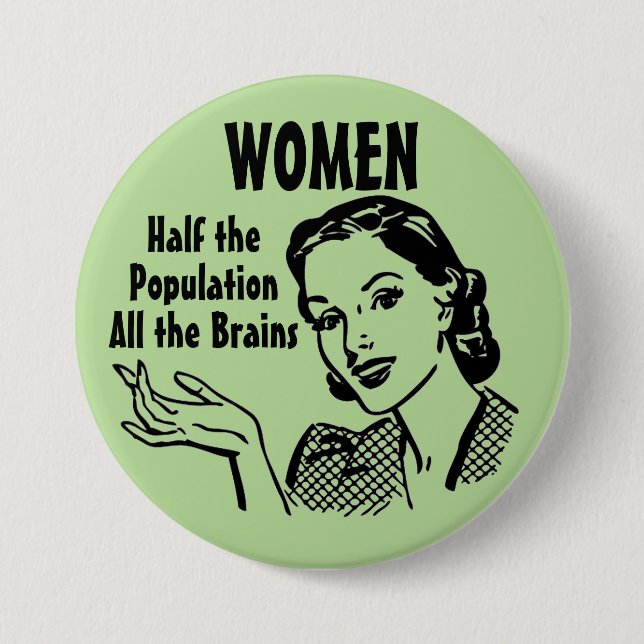 Funny Retro Smart Women Button (Front)