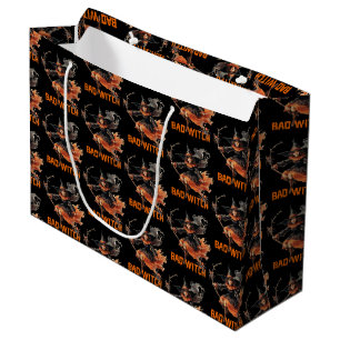 Funny retro spooky Halloween basic bad witch Large Gift Bag