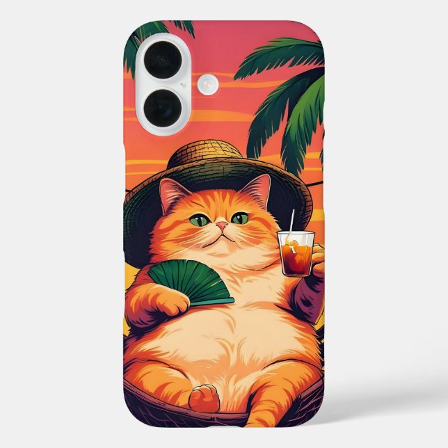 Funny Retro Summer Cat Vacation Case-Mate iPhone Case (Back)