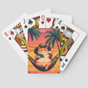 Funny Retro Summer Cat Vacation Playing Cards