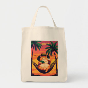 Funny Retro Summer Cat Vacation Tote Bag