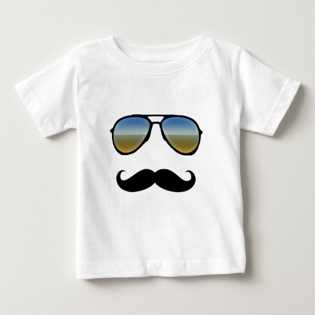 Funny Retro Sunglasses with Moustache Baby T-Shirt (Front)