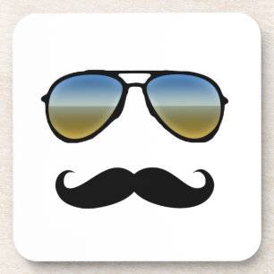 Funny Retro Sunglasses with Moustache Coaster