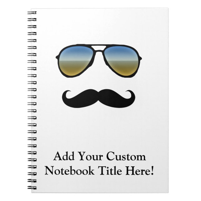 Funny Retro Sunglasses with Moustache Spiral Notebook (Front)