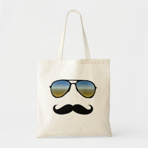 Funny Retro Sunglasses with Moustache Tote Bag