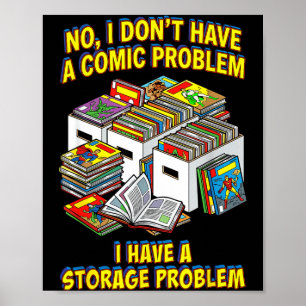 Funny retro superhero nerd geek reader comic book poster