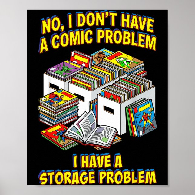 Funny retro superhero nerd geek reader comic book poster (Front)