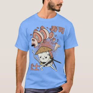 Funny Retro Sushi Samurai Sushi Warrior With Ninja T-Shirt