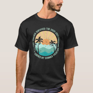 Funny Retro Teacher I Survived Teaching Earned Sum T-Shirt
