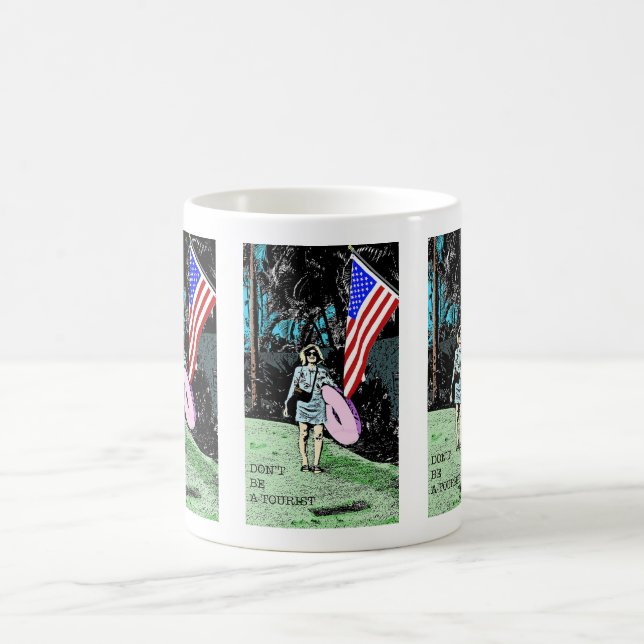Funny Retro Travel Poster  Coffee Mug (Center)