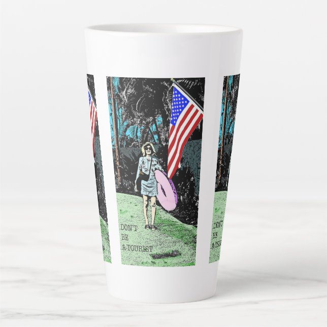 Funny Retro Travel Poster  Latte Mug (Front)