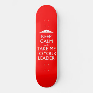 Funny Retro UFO Keep Calm Skateboard