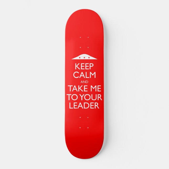 Funny Retro UFO Keep Calm Skateboard (Front)