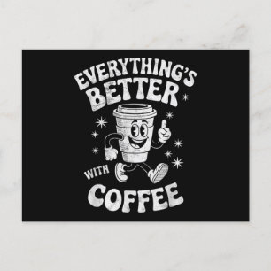 Funny Retro Vintage Coffee Men or Women Coffee Holiday Postcard