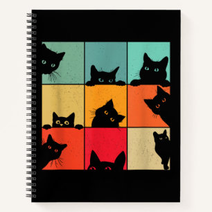 Funny Retro Vintage Curious Black Cat for Cats Lov Notebook