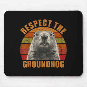 Funny Retro Vintage Groundhog Day 2025 Respect The Mouse Pad