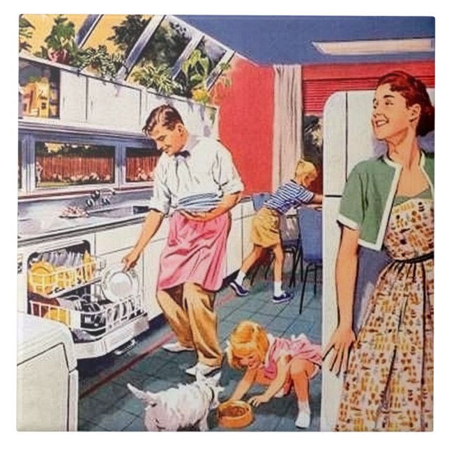Funny retro vintage kitchen tile (Front)
