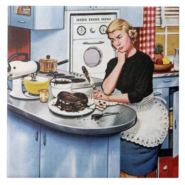 Funny retro vintage kitchen tile (Front)