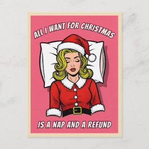 Funny Retro Vintage Pop Art Christmas Humor Postcard