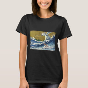 Funny Retro Vintage Surfing A Wave Pield Dachshund T-Shirt