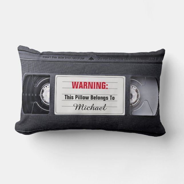 Funny Retro Vintage VHS Cassette Tape Lumbar Cushion (Front)