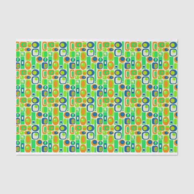 Funny Retro Wallpaper - orange green blue Tissue Paper (Front)