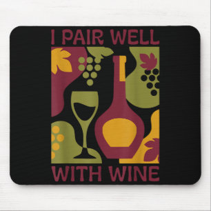 Funny retro wine abstract mid-century pair with mouse pad