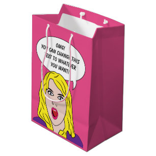 FUNNY RETRO WOMAN custom gift bag