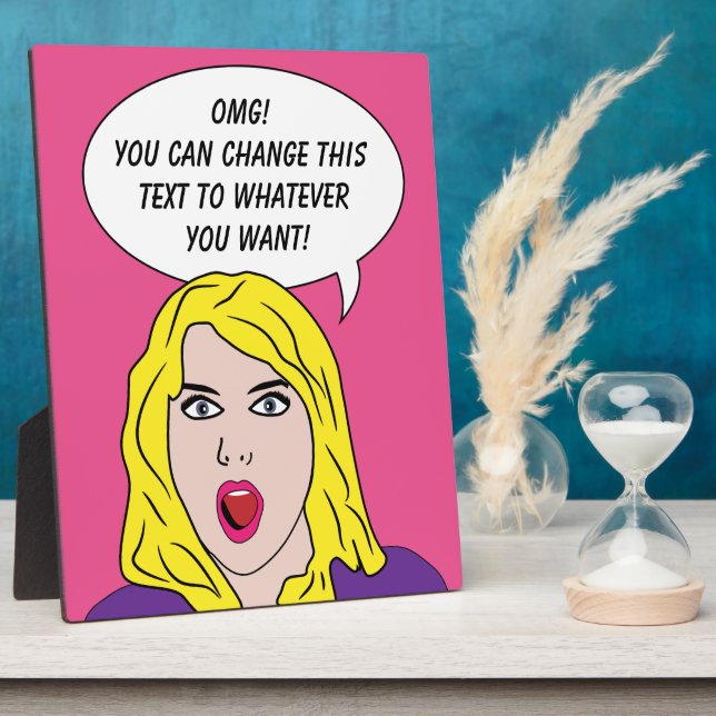 FUNNY RETRO WOMAN custom plaque (Side)