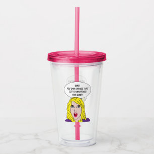 FUNNY RETRO WOMAN custom text Acrylic Tumbler