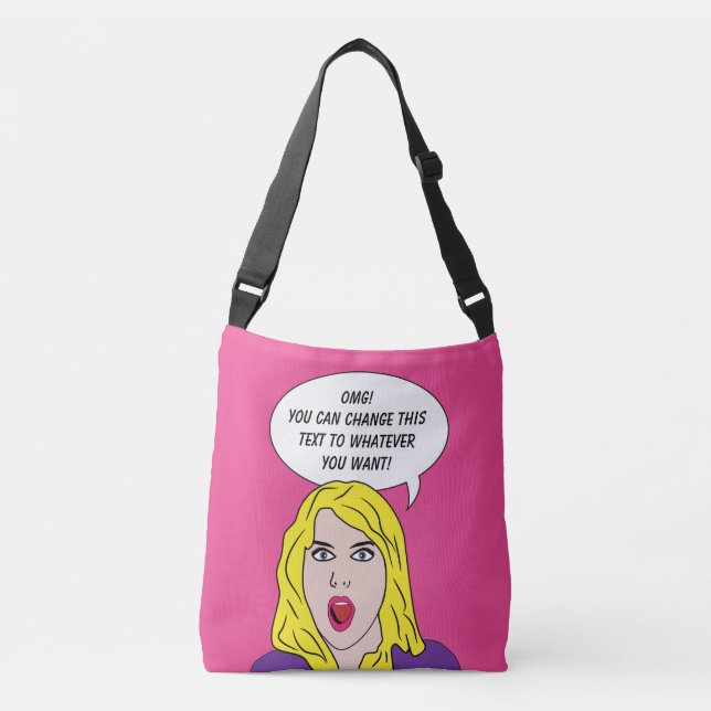 FUNNY RETRO WOMAN custom text bags (Front)