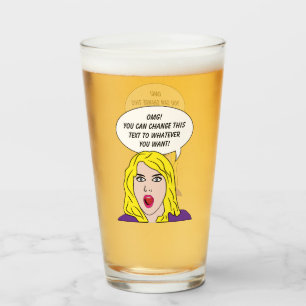 FUNNY RETRO WOMAN custom text Glass