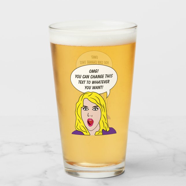 FUNNY RETRO WOMAN custom text Glass (Back Filled)