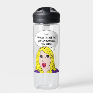 FUNNY RETRO WOMAN custom text Water Bottle