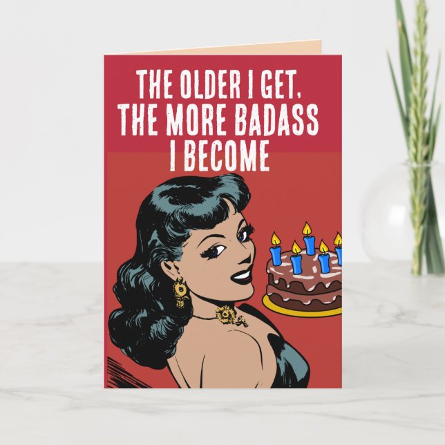 FUNNY RETRO WOMAN FRIEND BIRTHDAY GREETING CARDS (Front)