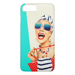 Funny Retro Woman in Red Lipstick and Sunglasses Case-Mate iPhone Case