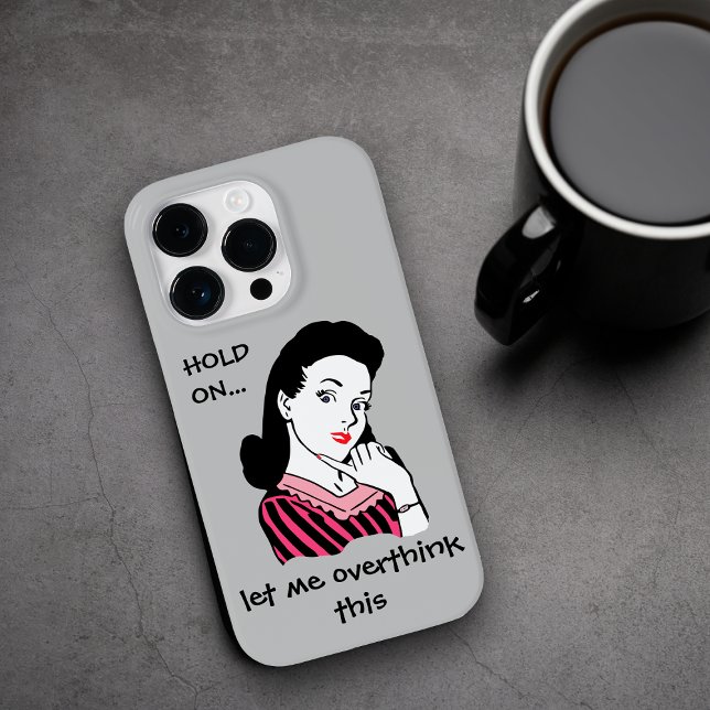 Funny Retro Woman Overthinking This Case-Mate iPhone Case (Creator Uploaded)