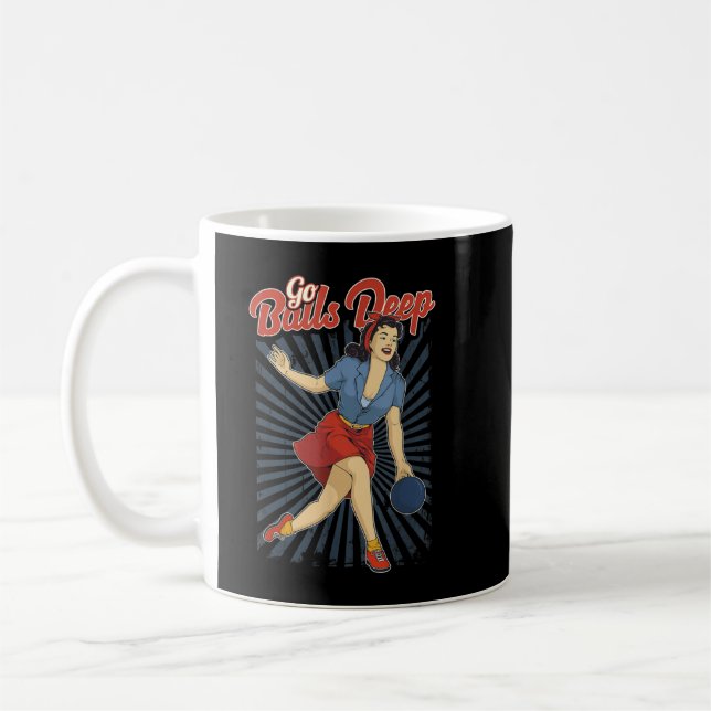 Funny Retro Womens Ten Pin Bowling Go Balls Deep P Coffee Mug (Left)